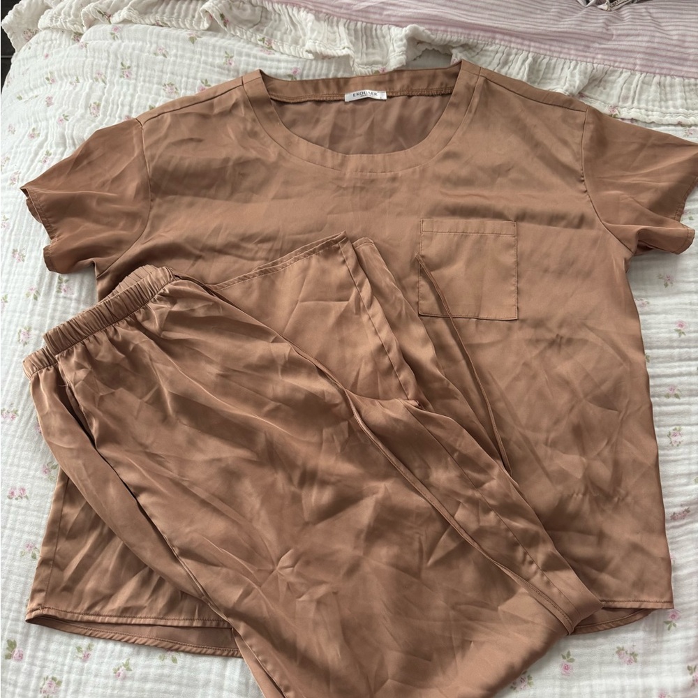 Elegant Women's Brown Pajama Set